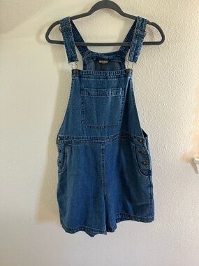 Woolrich Y2K Chambray Indigo Denim Shorts Overalls Womens Size M